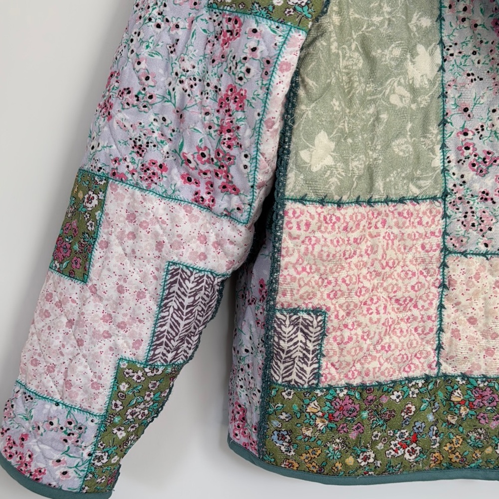 Green And Pink Patchwork Puffer Jacket - image 6
